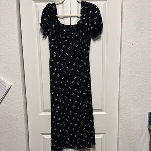 Elegant Black and White Floral Dress